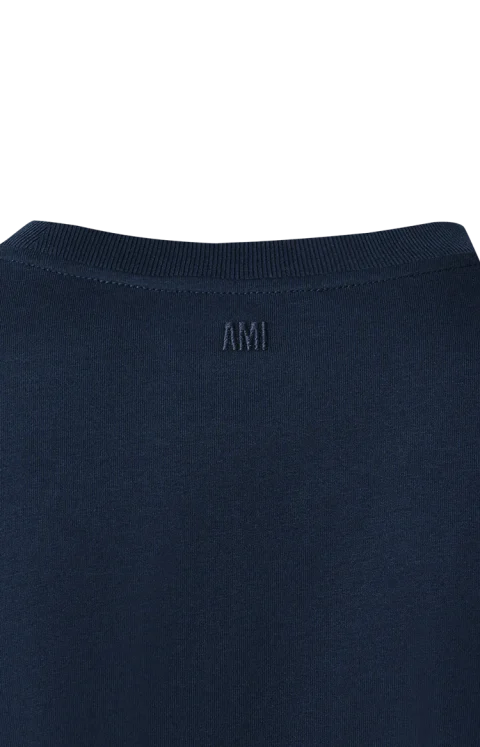 Navy Cotton Longsleeves T-Shirt with Ami de Coeur — снимка 2