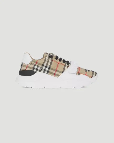 Vintage Check-Pattern Touch-Strap Sneakers