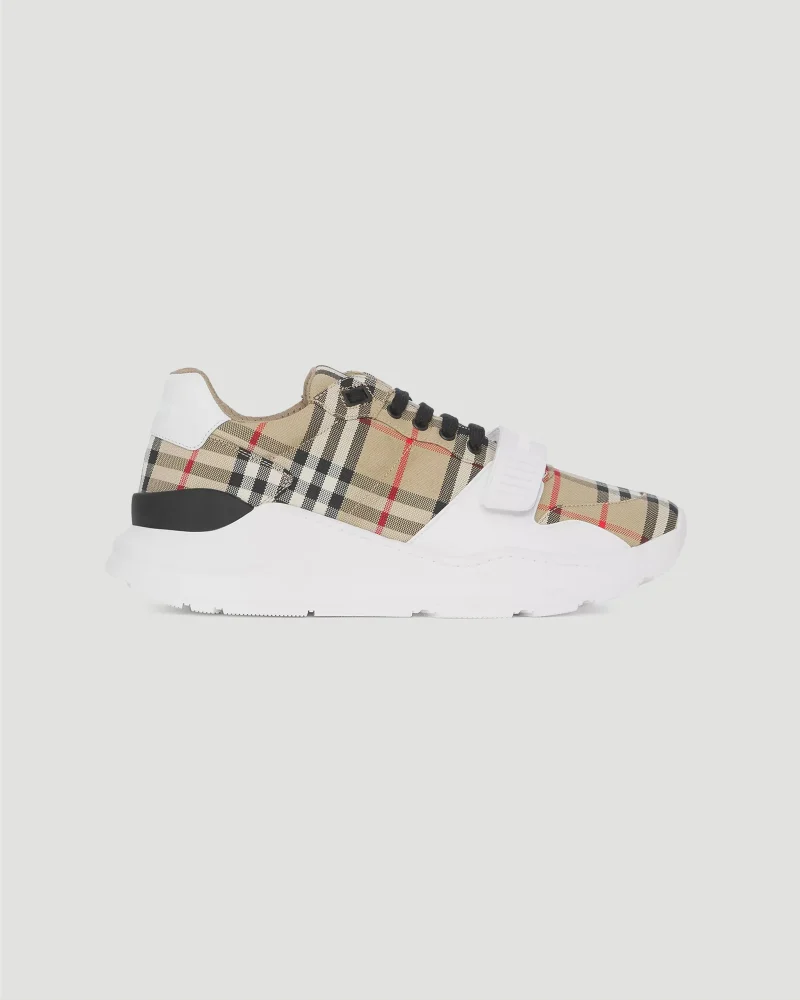 Vintage Check-Pattern Touch-Strap Sneakers
