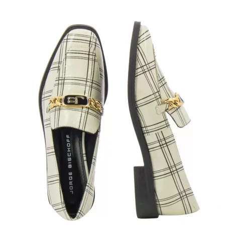 Дамски Лоуфър JORGE BISCHOFF – J10654040001 OFF WHITE/BLACK — снимка 6