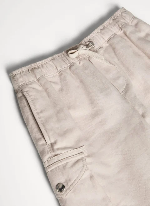 Бермуди с лен 'Cargo' Brunello Cucinelli Kids 12 — снимка 3