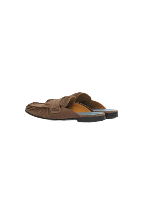 Suede Sabot with Fringe Trim — снимка 3
