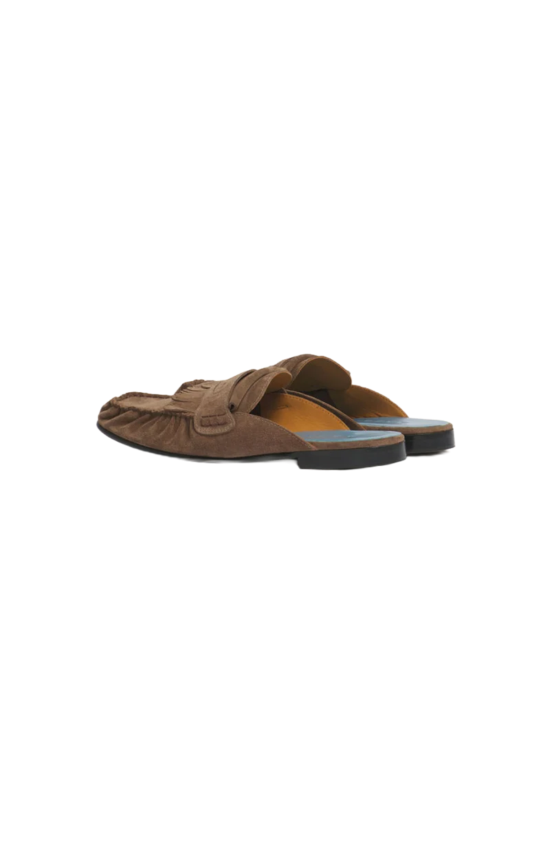 Suede Sabot with Fringe Trim — снимка 3