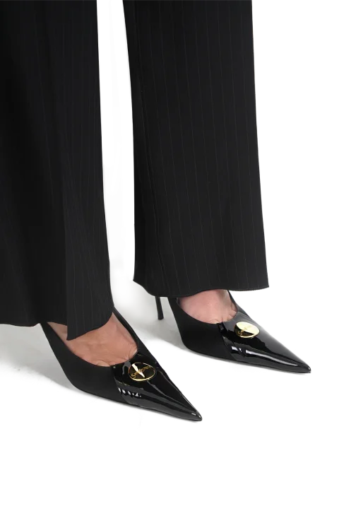 Louis Slingback Pumps in Patent Leather and Satin in Black — снимка 2