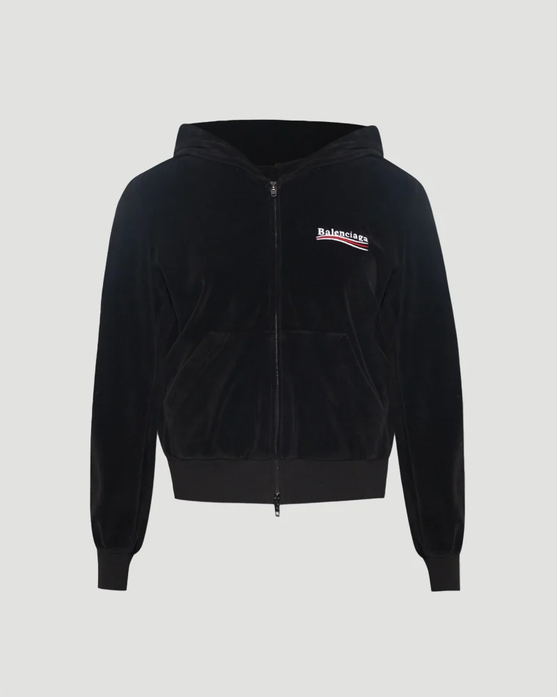 Velvet Hoodie in Black
