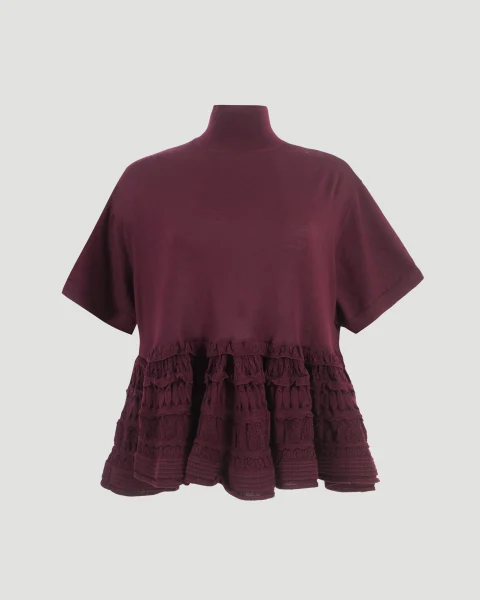 Wool Crinoline Top in Burgundy