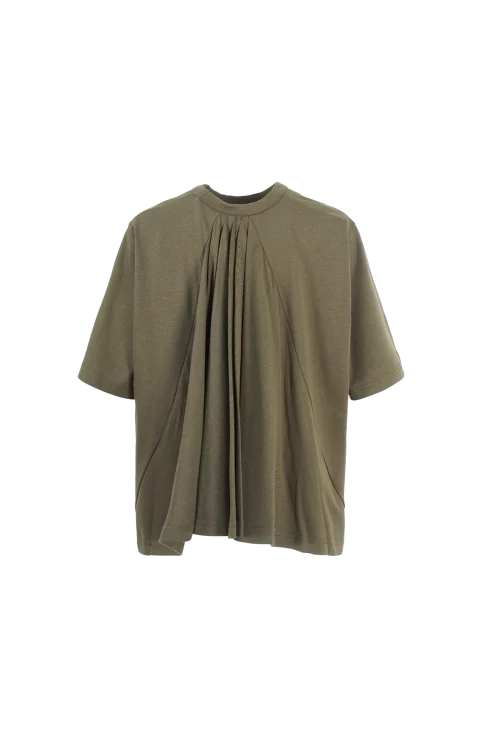 Khaki T-Shirt with Pleats on the Back — снимка 2