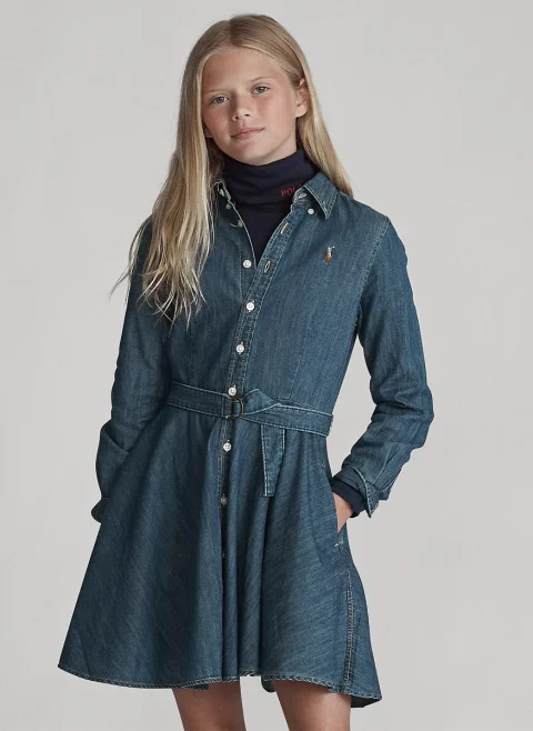 Рокля-риза от деним Ralph Lauren Kids 7-14