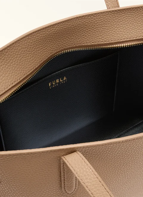 Кожена 'Tote' чанта Furla Ava Toffee Nero — снимка 3
