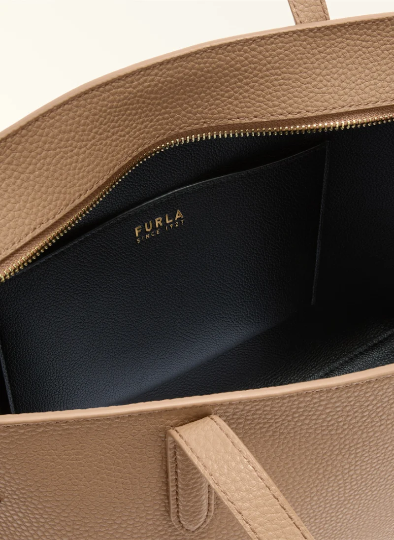 Кожена 'Tote' чанта Furla Ava Toffee Nero — снимка 3