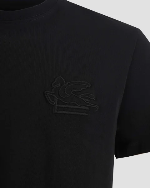 T-Shirt with Pegaso Embroidery in Black — снимка 2