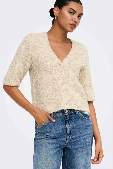 Жилетка Onlbouble Ss V-Neck Button 15374815 14-1106 TCX peyote — снимка 2