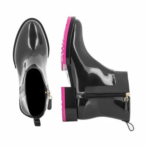 Дамски Гумени Боти PETITE JOLIE – PJ6649 J-LASTIC BLACK/DARK PINK — снимка 5