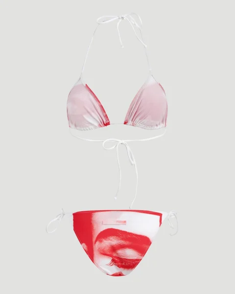 Bikini Set in Red and White Print — снимка 2