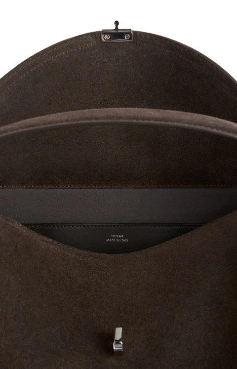 T-Lock Suede Top Handle Bag in Brown — снимка 2