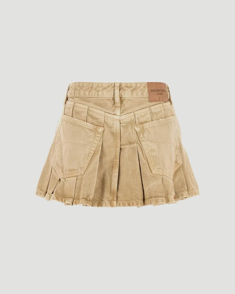 Denim Mini Skirt in Beige — снимка 2