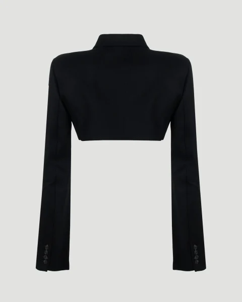 Black Cropped Tailored Blazer — снимка 2