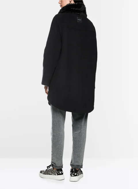 Палто от алпака с 'faux fur' детайли Marc Cain Additions — снимка 3