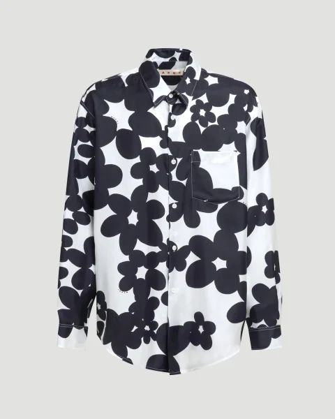 Black and White Shirt with Dillies Print
