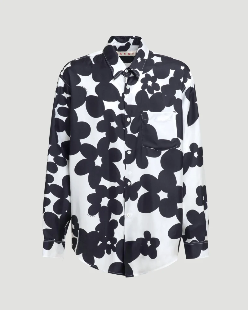Black and White Shirt with Dillies Print