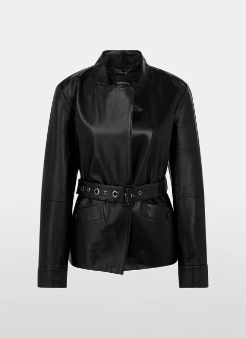 Кожено яке с колан Marc Cain Collections — снимка 8