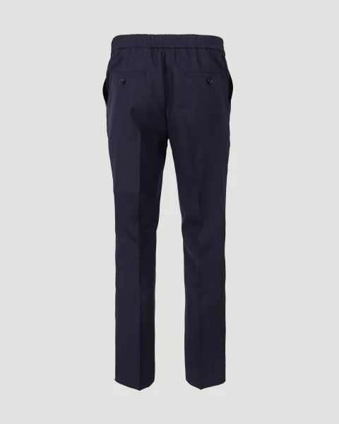 Wool Elasticated Waist Trousers in Navy Blue — снимка 3