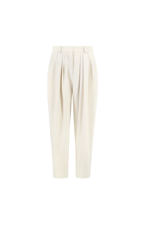 Janice Pleated Flowing Crepe Carrot Pants