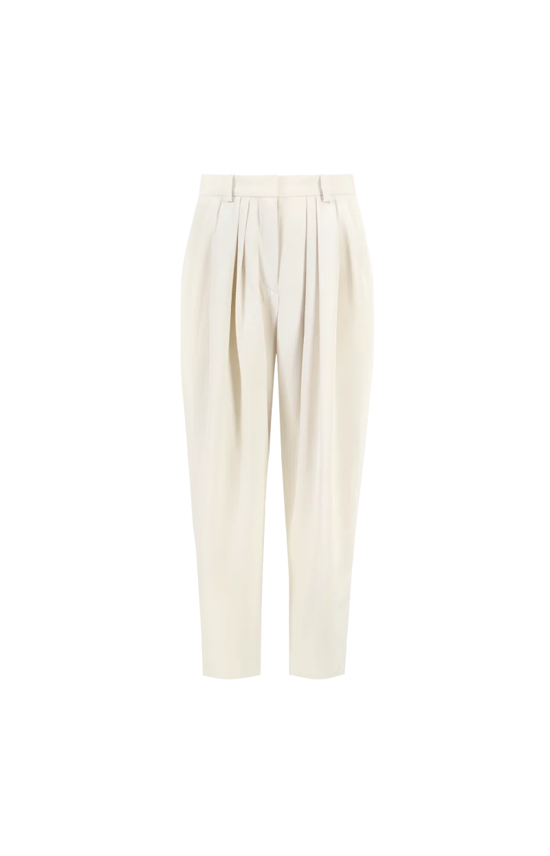 Janice Pleated Flowing Crepe Carrot Pants