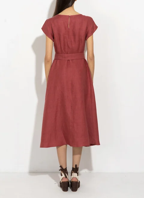 Миди рокля от 100% лен Weekend Max Mara Wkdesordio — снимка 10