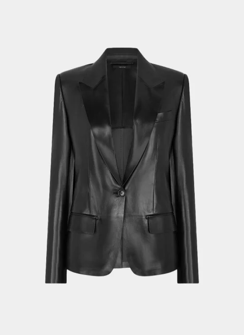 Едноредно сако от кожа Tom Ford — снимка 5