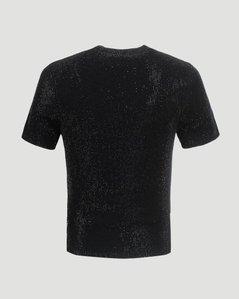Crystal Hotfix Logo Tee in Black — снимка 4