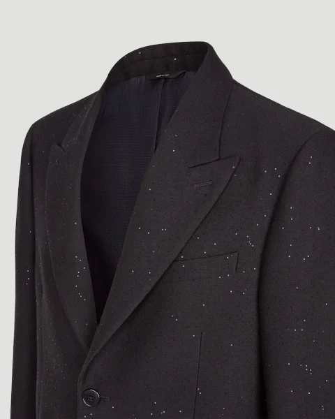 Black Wool and Sequin Blazer — снимка 3