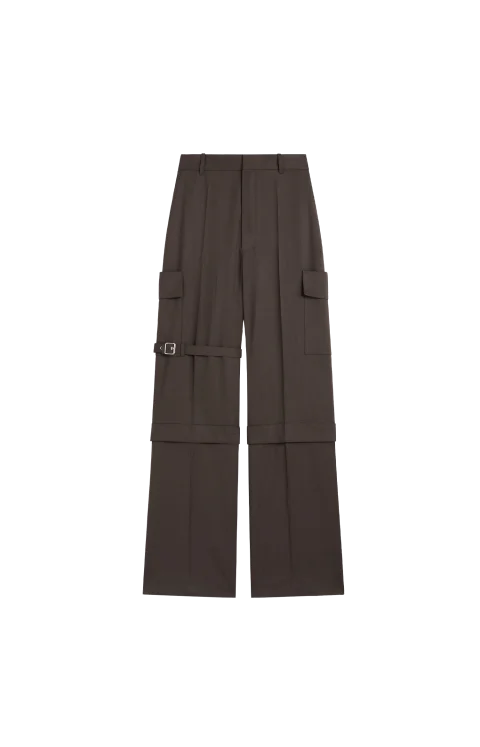 Strap Trousers in Bronze Khaki Wool