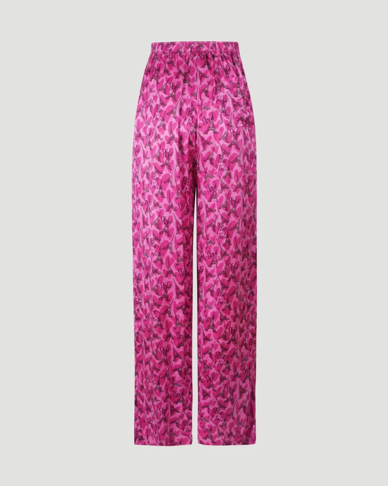 All-Over Eiffel Tower Logo Silk Pants — снимка 2