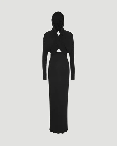 Hooded Dress in Crepe Jersey