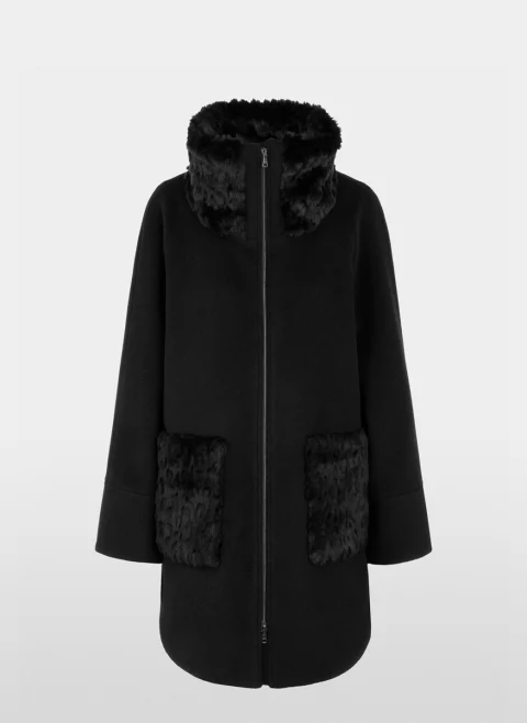 Палто от алпака с 'faux fur' детайли Marc Cain Additions — снимка 6