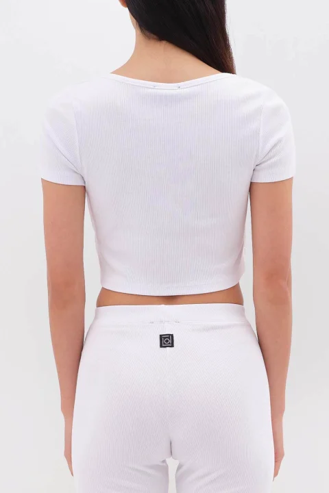 Top Rib Cropped DLWT000118 white — снимка 2