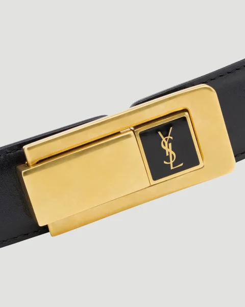 Charniere Buckle Belt in Black Smooth Leather — снимка 3