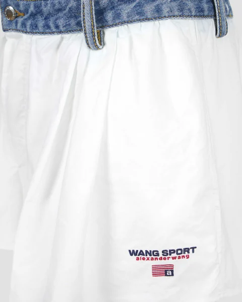 Denim Waistband Shorts in White — снимка 2