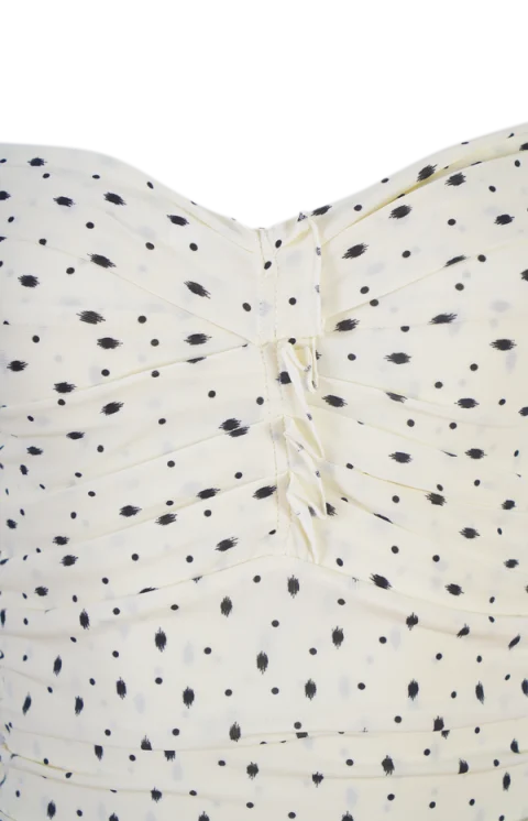 Giovana Polka-Dot Puff-Sleeve Midi Dress — снимка 3