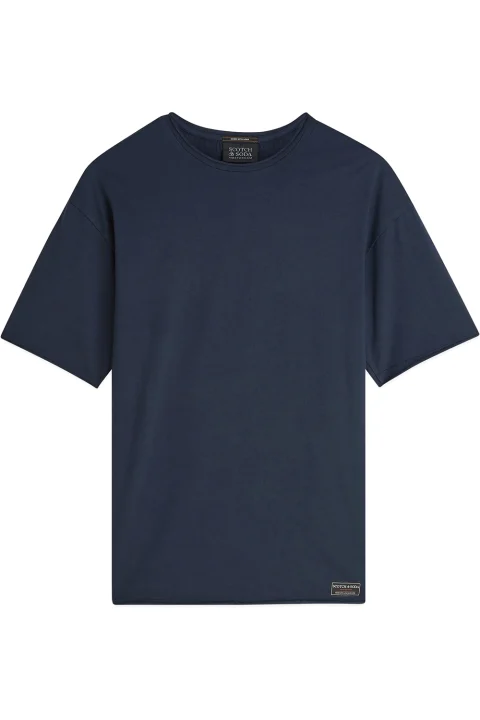 T-Shirt Raw Edged Relaxed Fit Garment Dyed 183287 401 sky captain