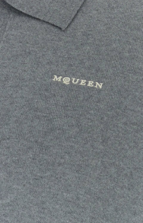 Wool Polo Shirt in Grey — снимка 2