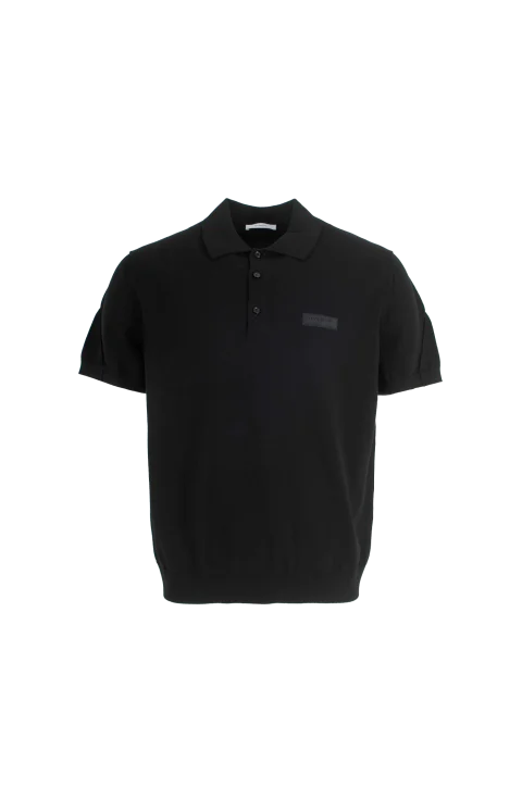 Couture Seam Polo with Gros Grain Detail in Black