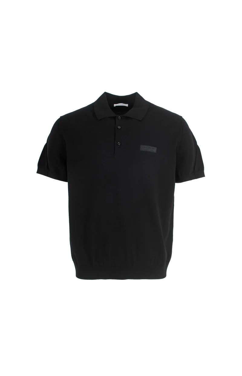Couture Seam Polo with Gros Grain Detail in Black