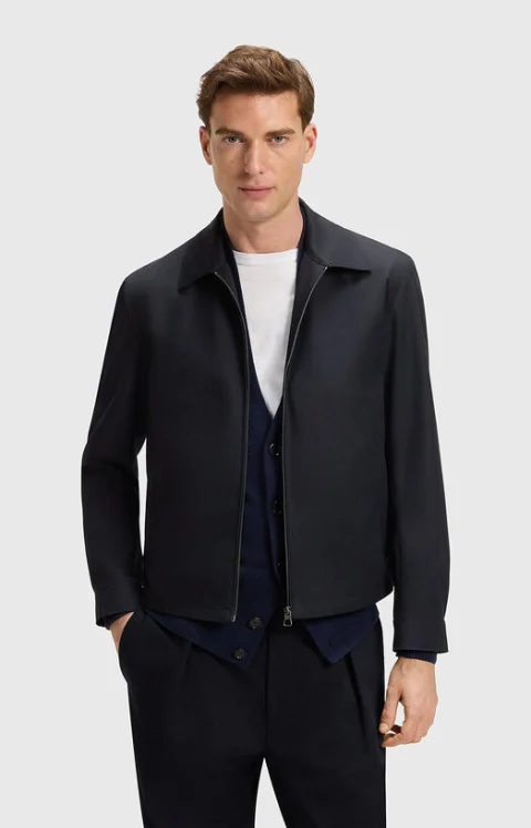 Яке BECKHAM x BOSS от памучен бленд с цип