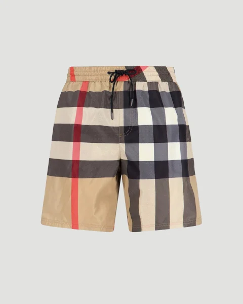 Check Swim Shorts in Archive Beige
