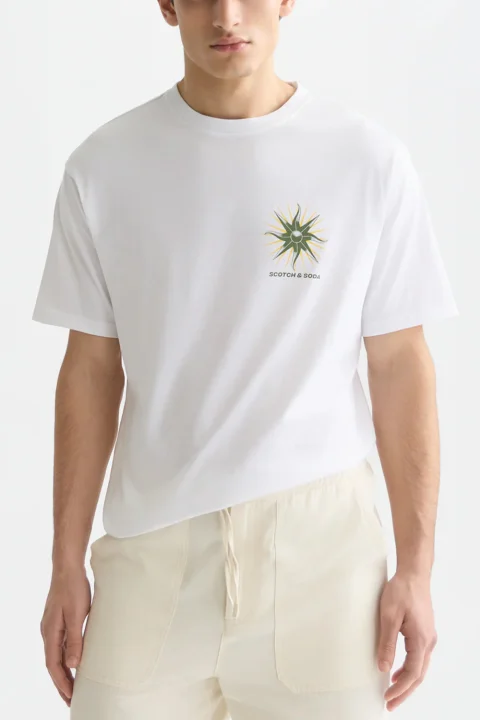 T-Shirt Front And Back Artwork Relaxedfit 182289 101 bright white — снимка 2