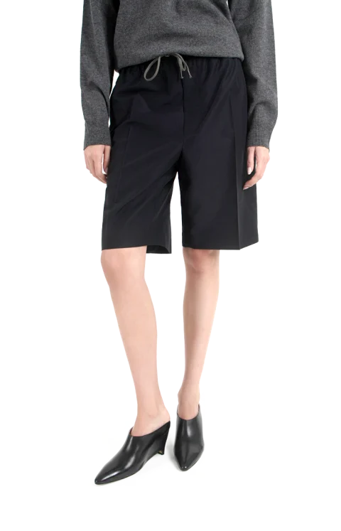 Cotton Drawstring Shorts in Dark Blue — снимка 2