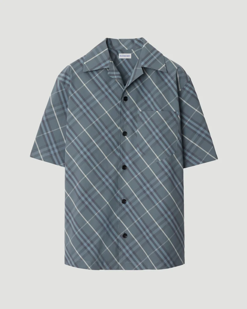 Relaxed Fit Check Cotton Shirt in Pewter
