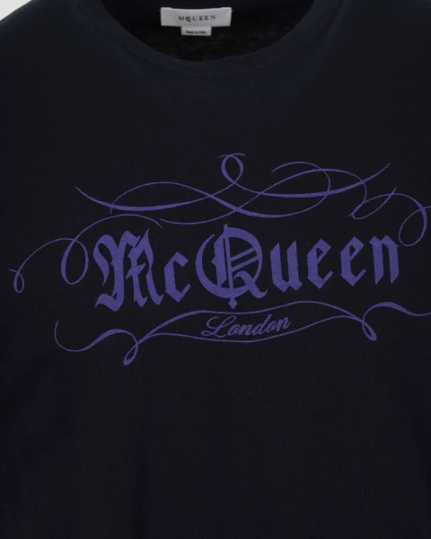 Logo Script Print T-Shirt in Blue — снимка 2